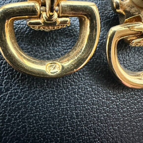 Signed Swarovski Golt tone Pave Crystal Set Door Knocker Clip on Earrings - Picture 6 of 6